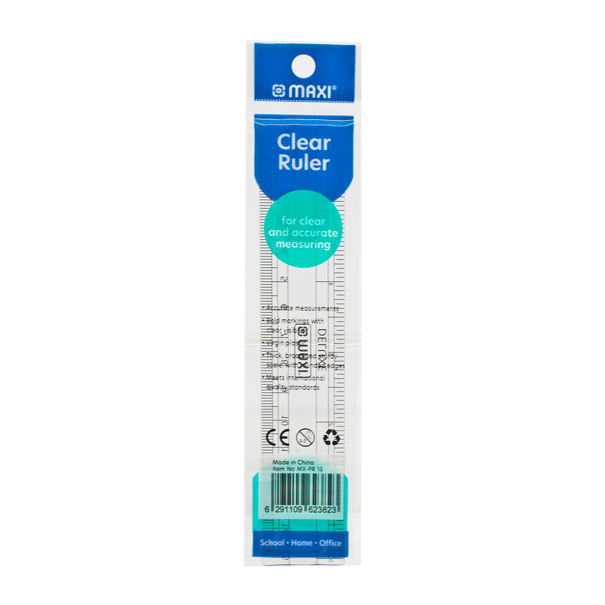 Maxi Clear Plastic Ruler 15cm