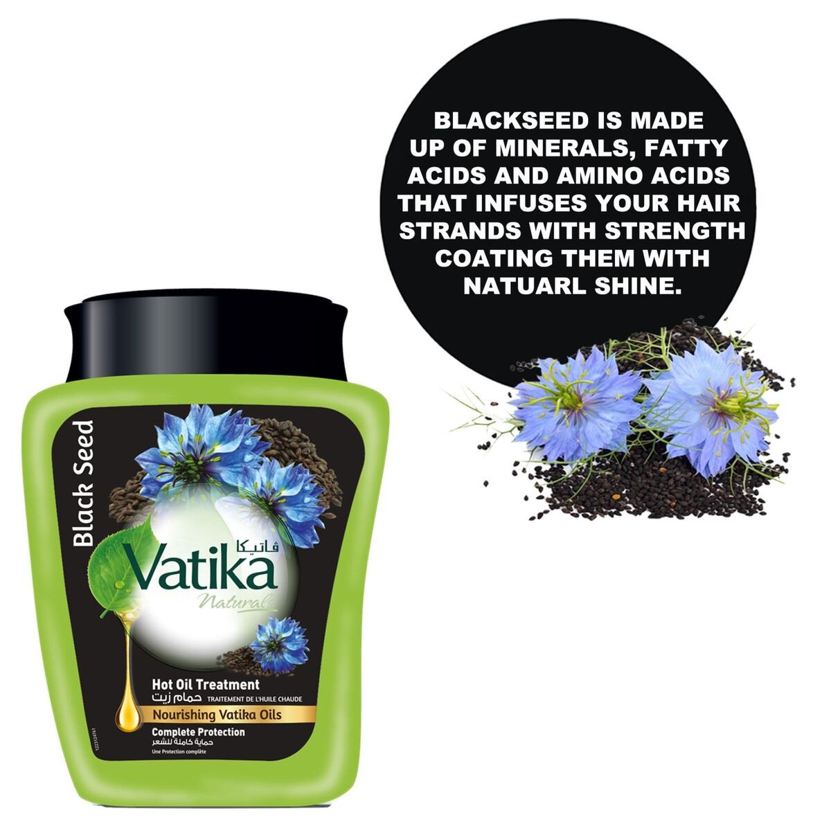 Vatika Naturals Hammam Zaith Hot Oil Treatment Enriched With Blackseed Complete Protection 500 g