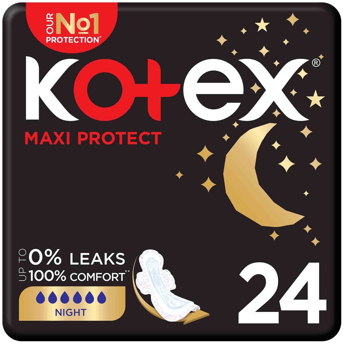 Kotex Maxi Protect Thick Overnight Protection Sanitary Pads with Wings 24 pcs