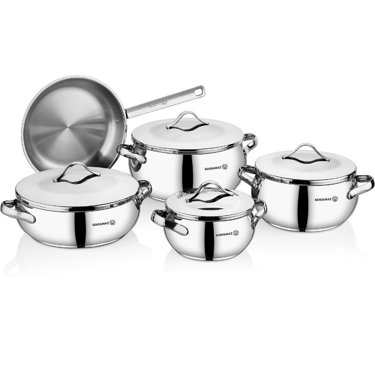 Korkmaz Stainless Steel Cookware Set A1976 9pcs
