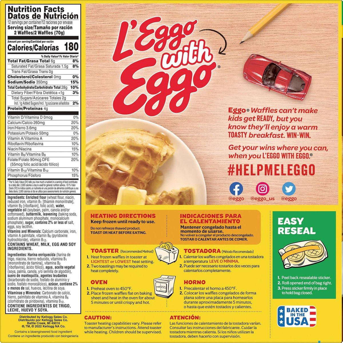 Kellogg's Eggo Buttermilk Waffles 839 g