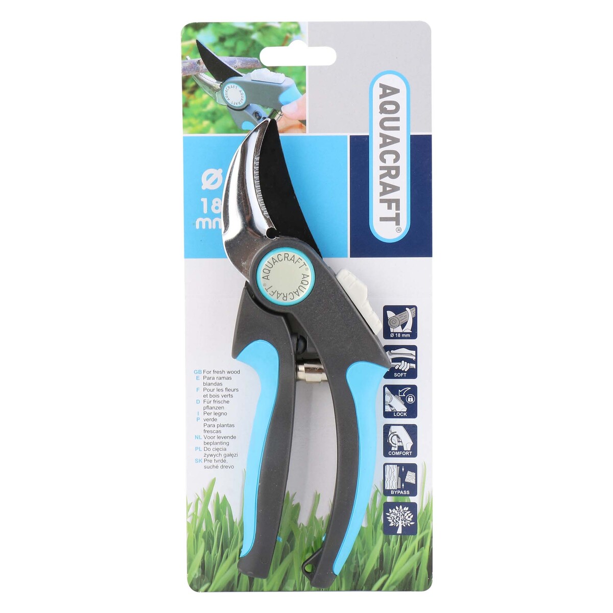 Aqua Craft Premium Ergoplas Bypass Pruner, Blue, 340061