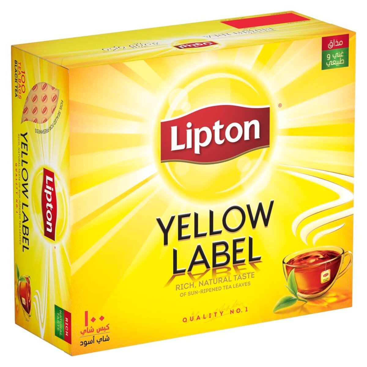 ليبتون شاي أسود العلامة الصفراء 100 كيس شاي