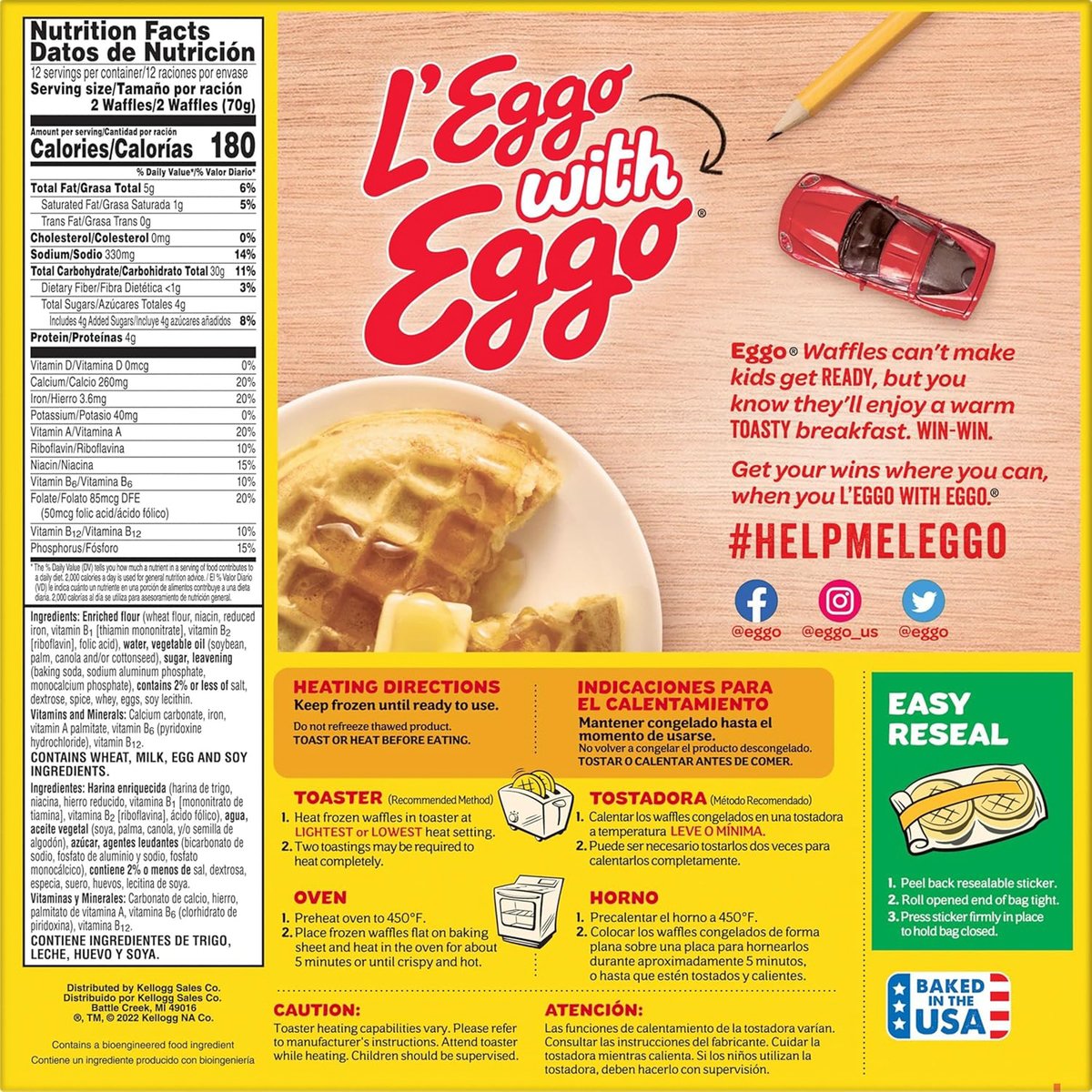 Kellogg's Eggo Homestyle Waffles 839 g