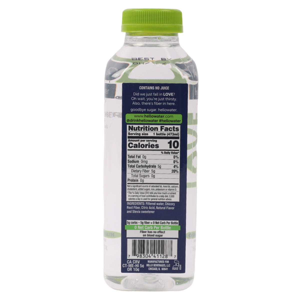 Hellowater Love Prebiotic Cucumber Lime Flavoured Water 473 ml