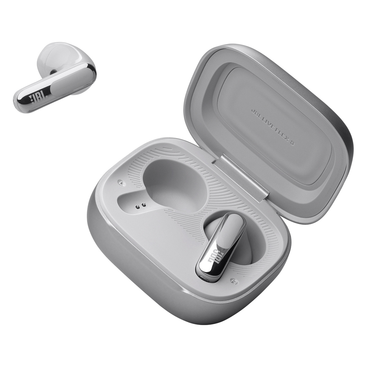 JBL LIVE FLEX 3 True Wireless Noise Cancelling Open-Stick Earbuds, Silver