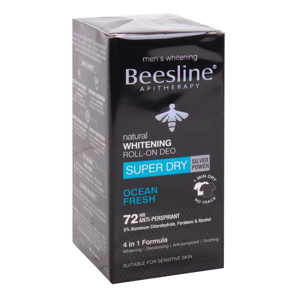 Beesline Men's Whitening Roll On Deo Super Dry Ocean Fresh, Silver Power, 50 ml