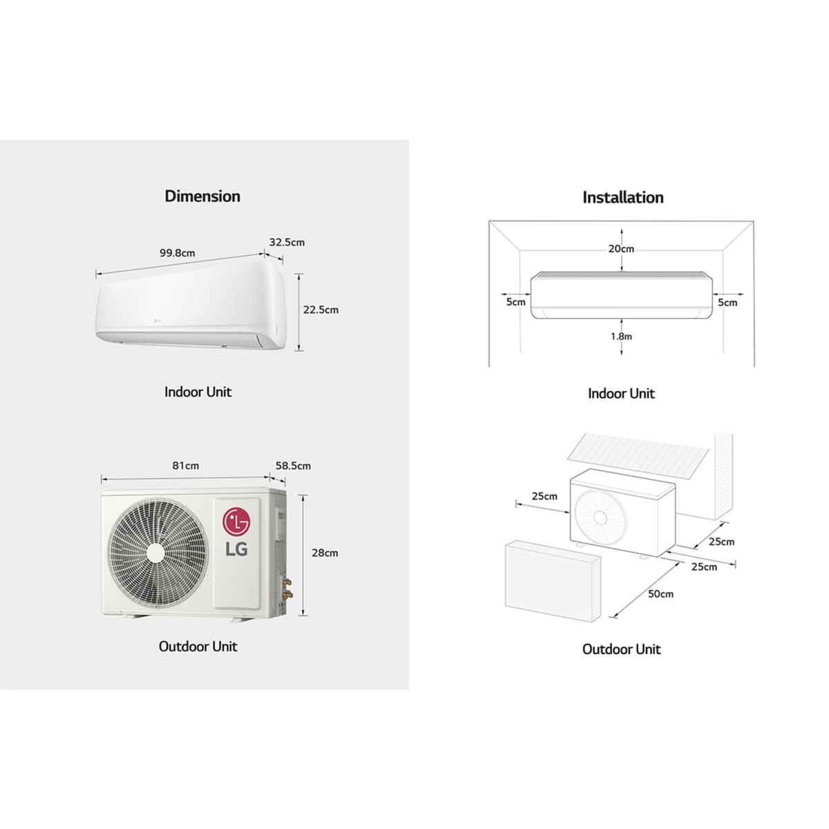 LG Split Air Conditioner, 2.5T, Rotary Compressor, T30ZCA