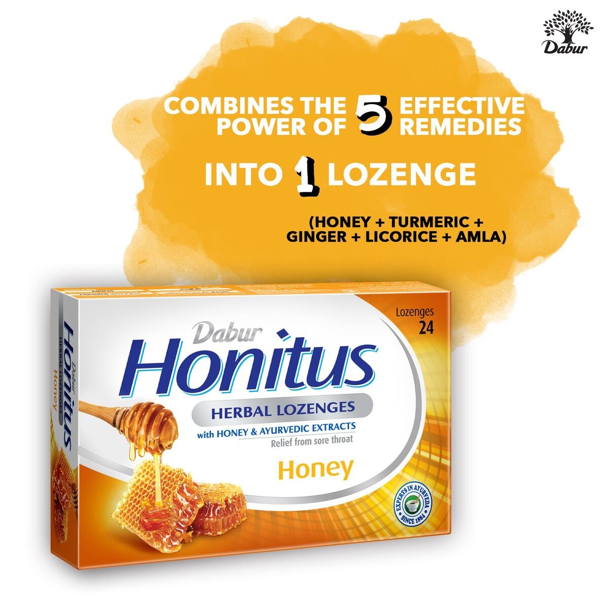 Dabur Honitus Herbal Lozenges with Honey Flavor 24 pcs