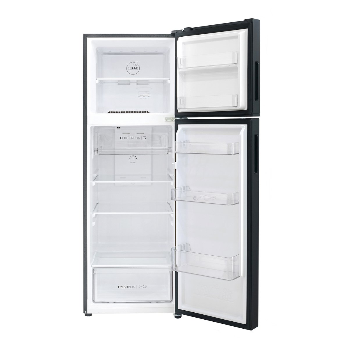 Haier Double Door Refrigerator, 280L Net Capacity, Flash Black, HRF-295BS