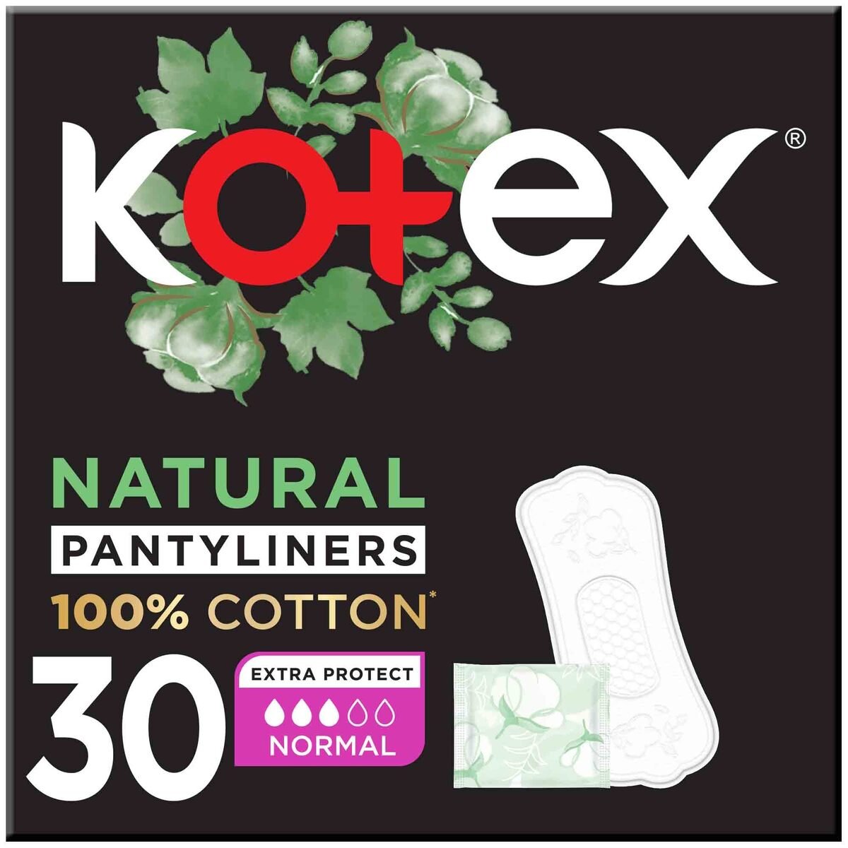 Kotex Natural Panty Liners 100% Cotton Normal Size 30pcs