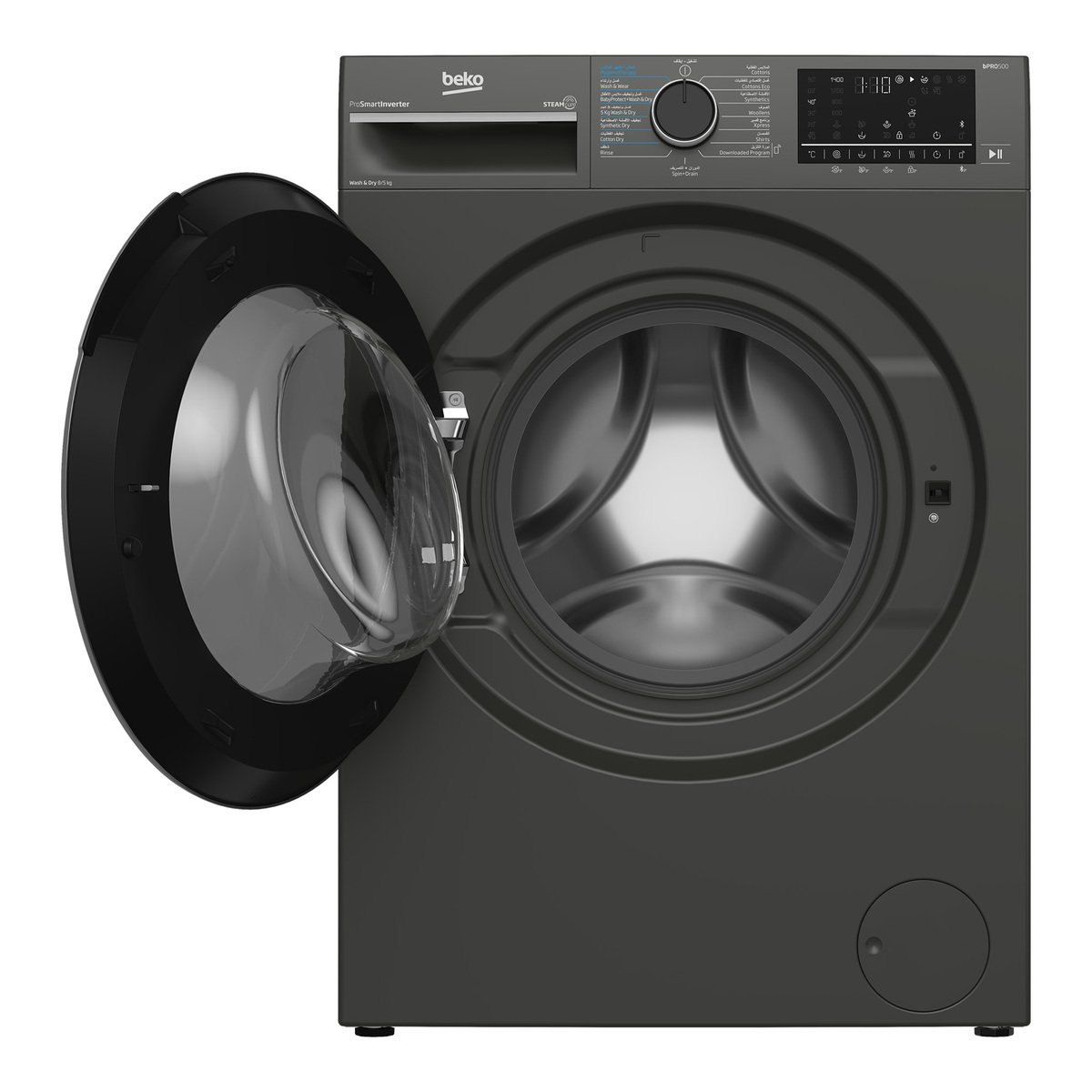 Beko Front Load Washer & Dryer, 8/5 Kg, 1400 RPM, Manhattan Grey, WD8514M