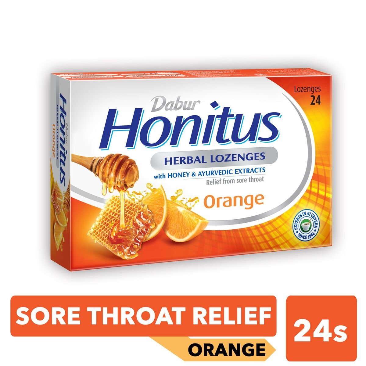 Dabur Honitus Herbal Lozenges with Orange Flavor 24 pcs