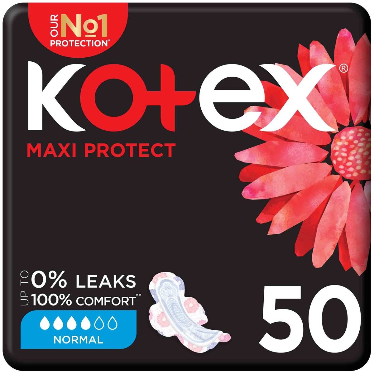 Kotex Maxi Protect Thick Normal Size Sanitary Pads with Wings 50pcs