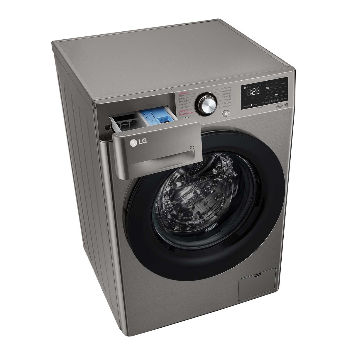 LG  Washing Machine Front Load  9KG, 1400 RPM, Platinum Silver, F4R3VYL6P