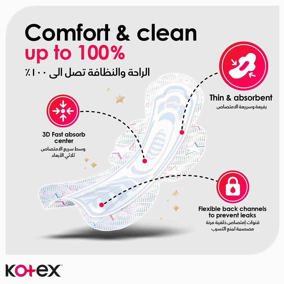 Kotex Ultra Thin Natural Night Sanitary Pads With Wings 14 pcs