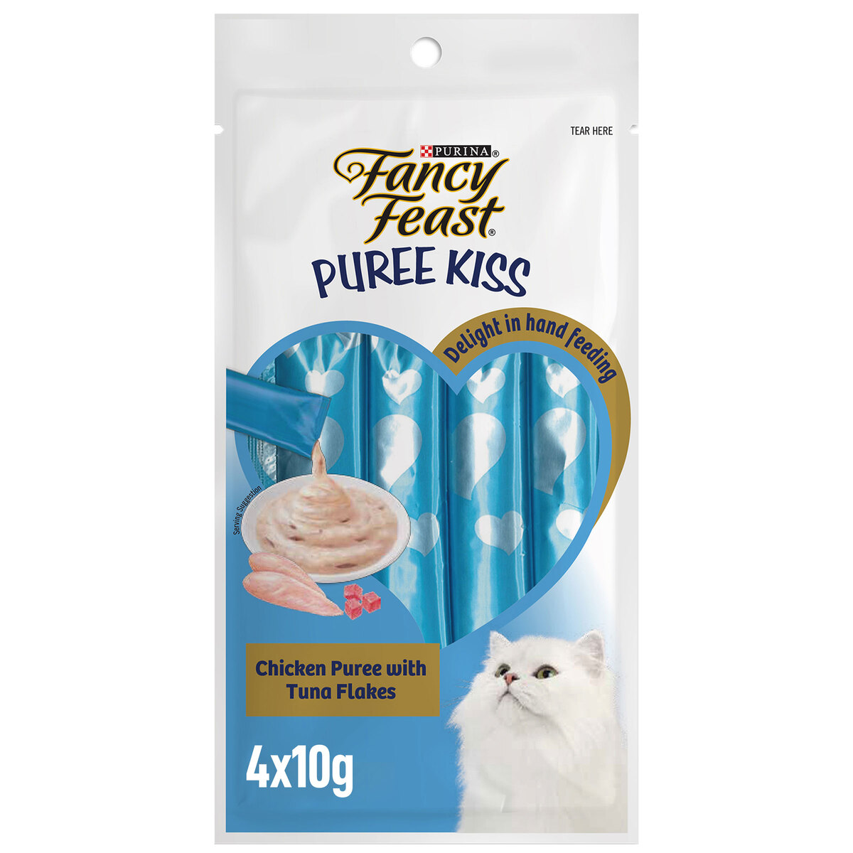 Fancy Feast Puree Kiss Chicken Puree with Tuna Flakes 4 x 10 g