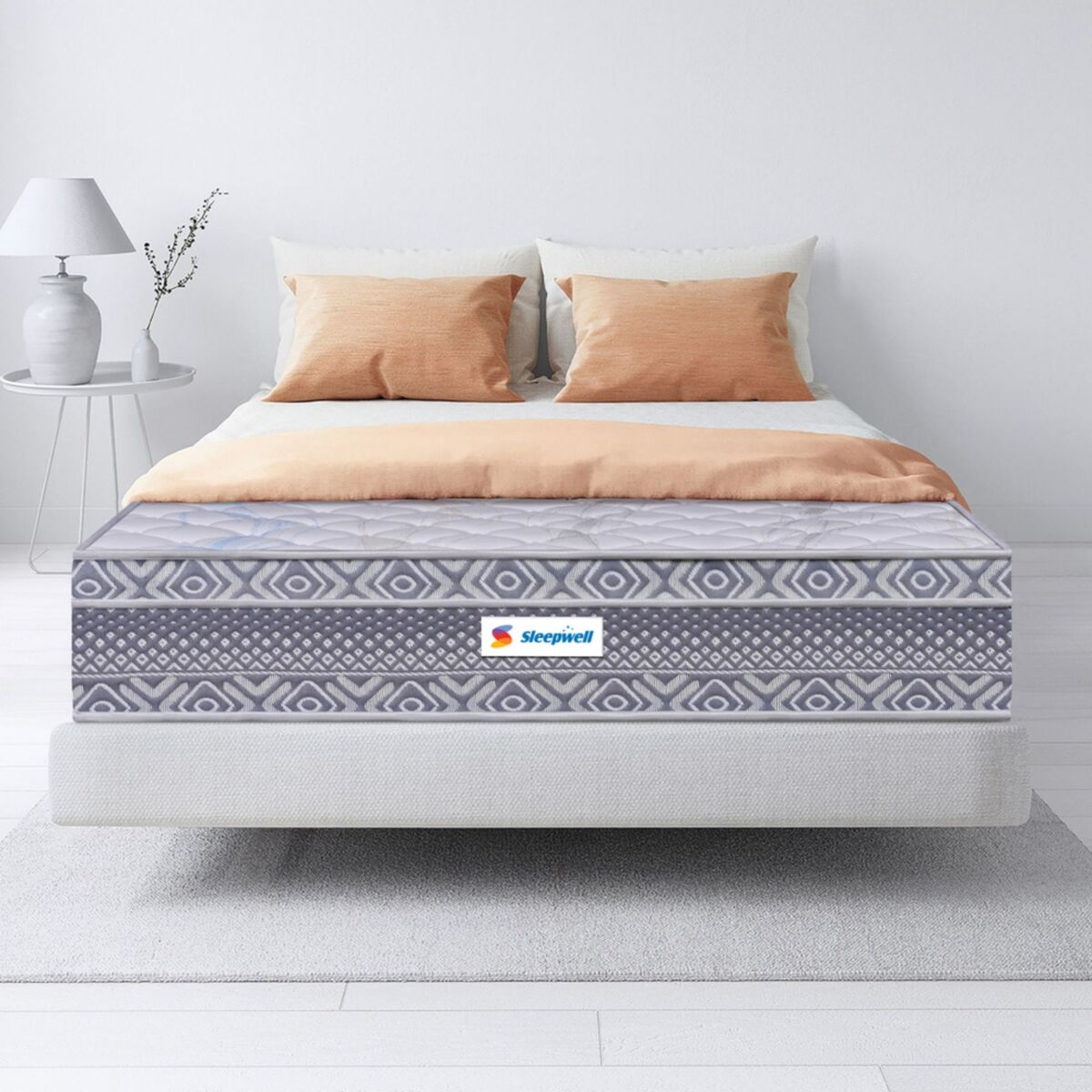 Sleepwell Spine Plus Regular , Visco Rebonded Foam , King Bed Size , Bonnell Spring , Neem Fresche Technology , Anti Sag Mattress (200L x 180W x 20H cm)