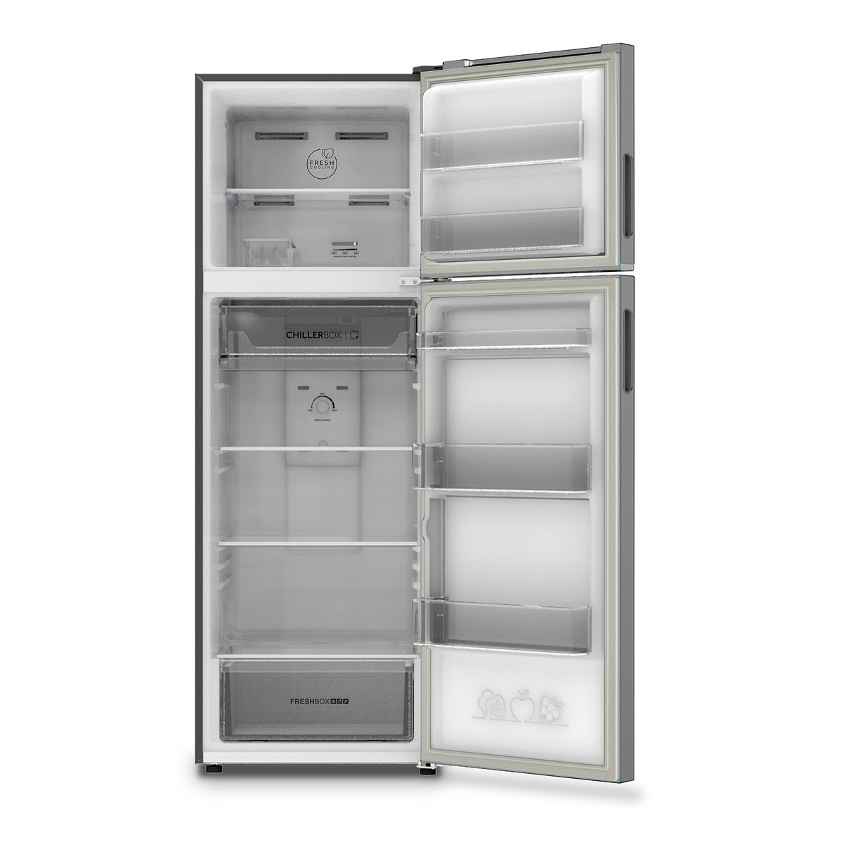 Haier Double Door Refrigerator, 333L Net Capacity, Silver, HRF-355NS