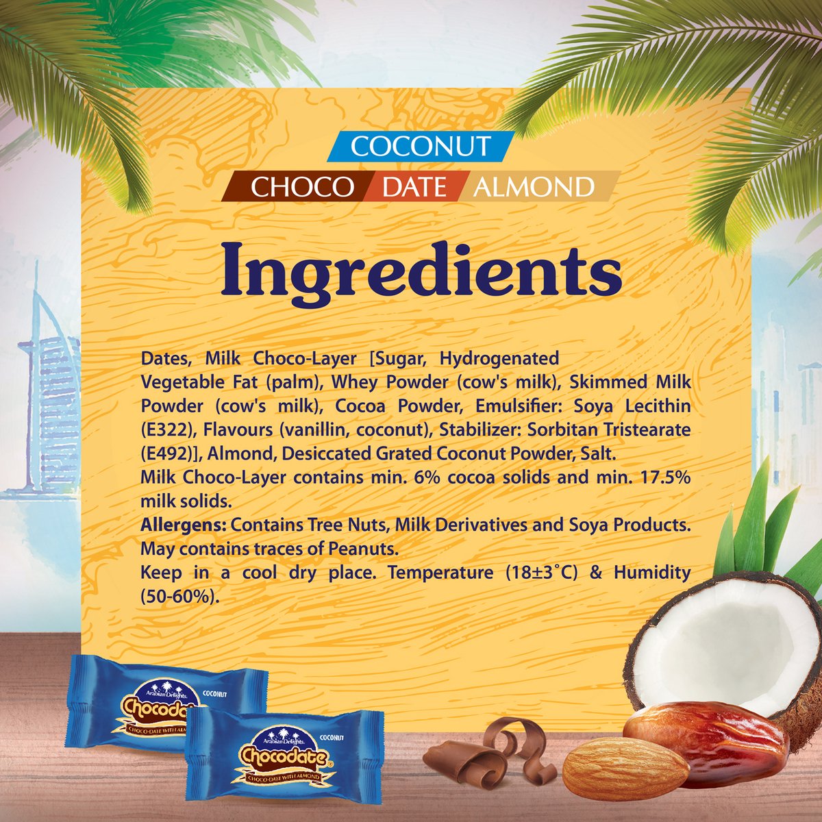 Arabian Delights Chocodate with Almond Coconut 90 g