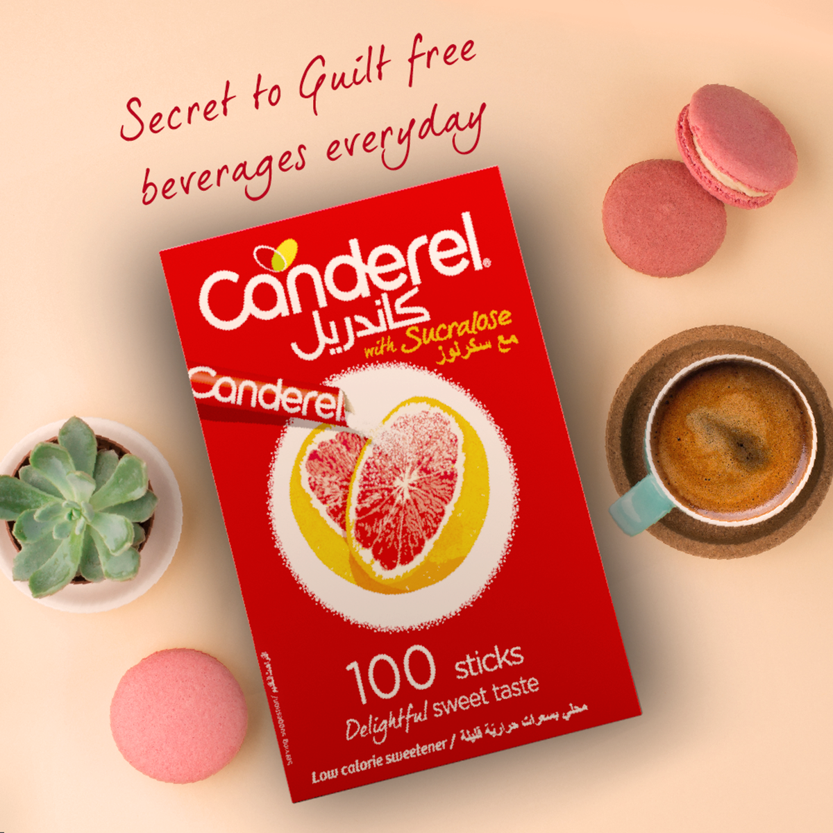 Canderel Low Calorie Sweetener Sticks With Sucralose 100 pcs