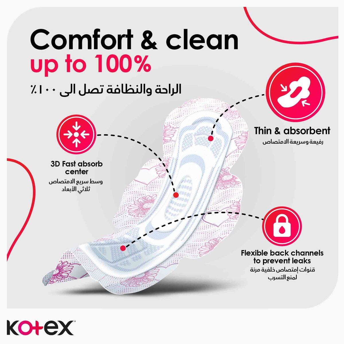 Kotex Natural Ultra Thin 100% Cotton Super Size Sanitary Pads with Wings 16 pcs