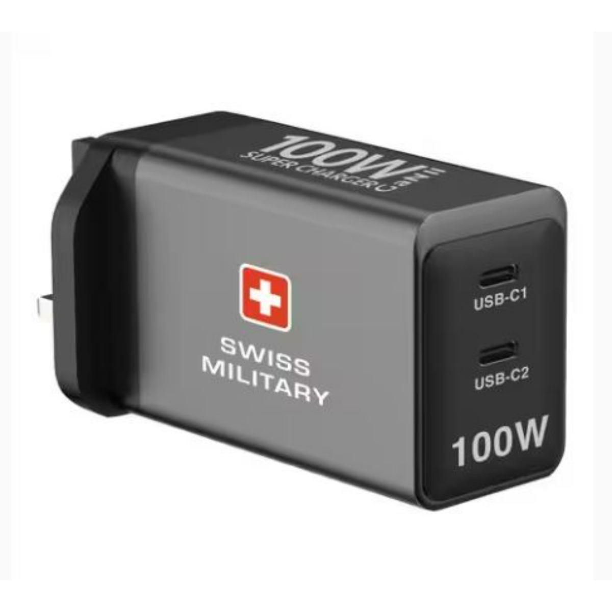 Swiss Military 100 W GaNII USB-C Power Adapter, Grey