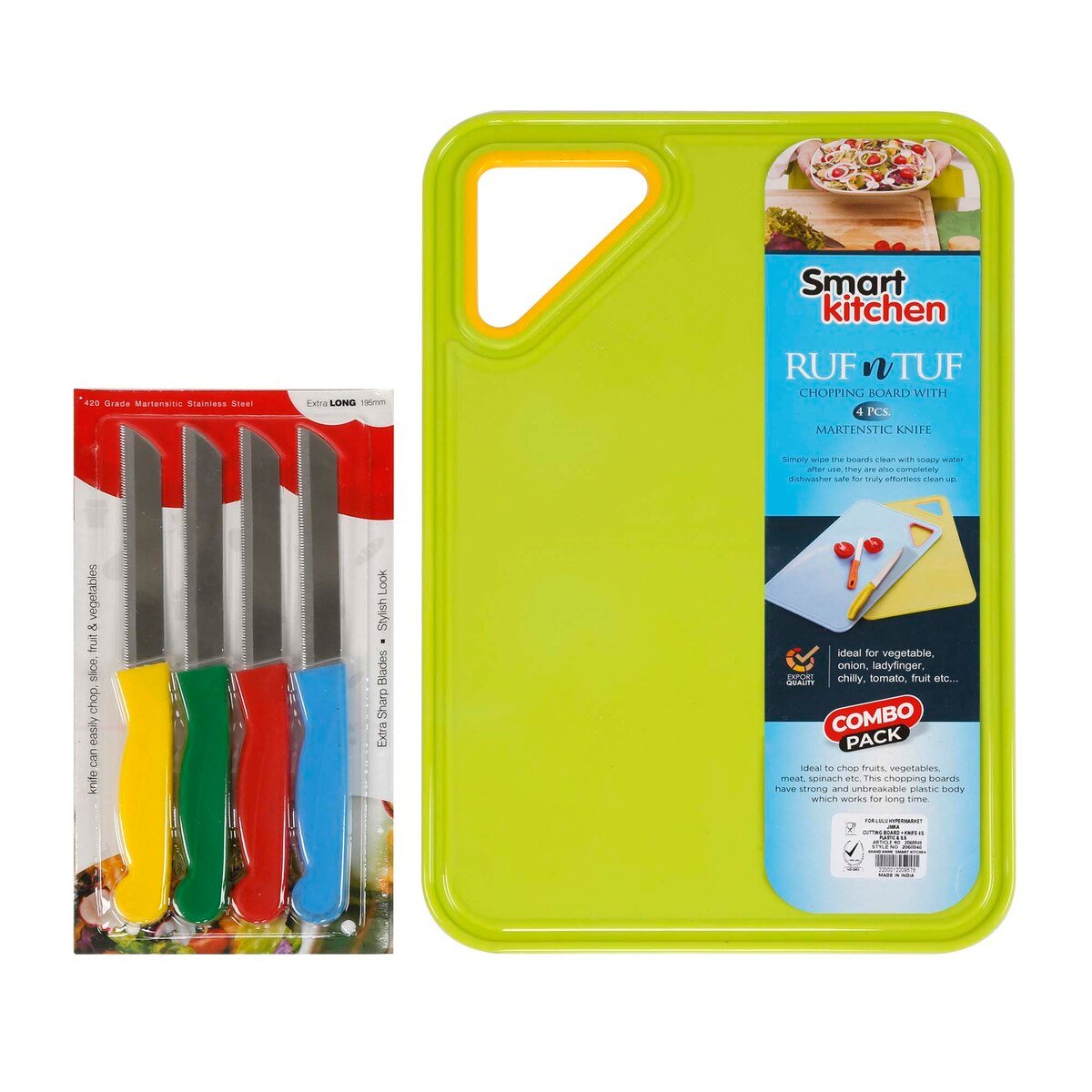 Smart Kitchen Cutting Board With Martenstic Knife of 4 Pcs, INDJ