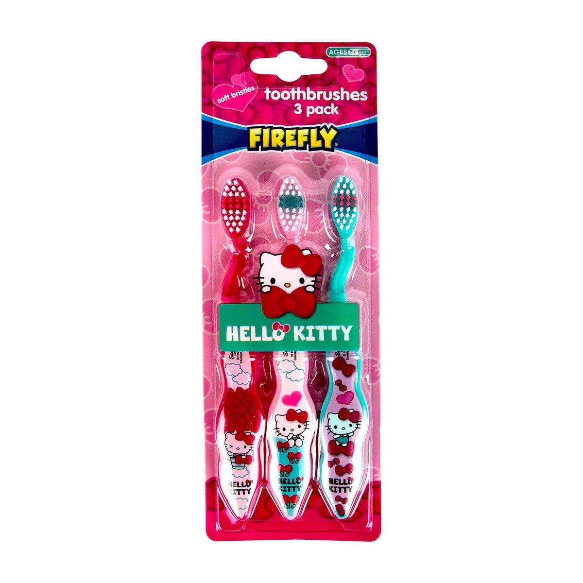 Firefly Hello Kitty Toothbrush For Ages 3+ Soft 3 pcs