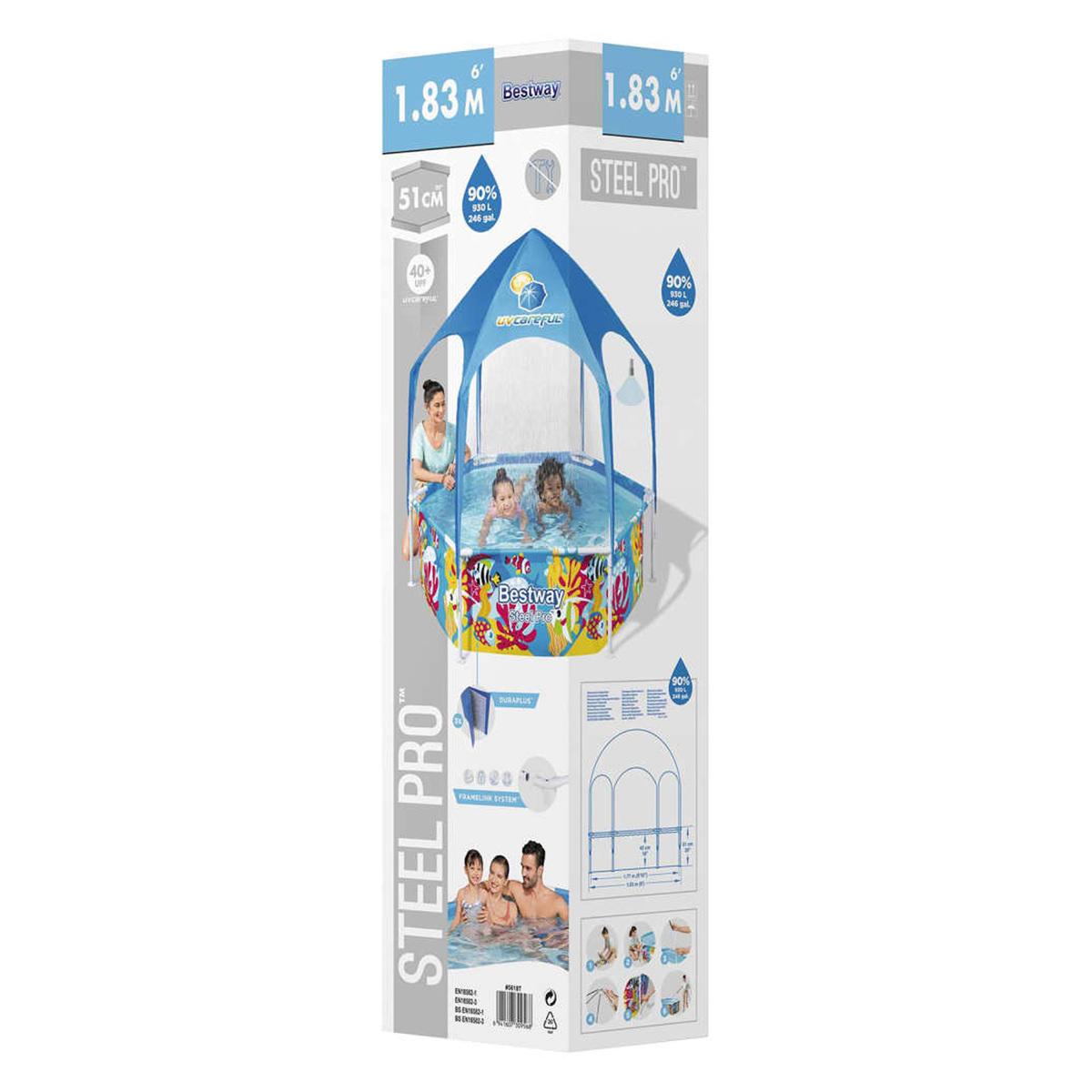 Bestway Steel Pro UV Careful Above Ground Pool for Kids 183x51 cm 5618T