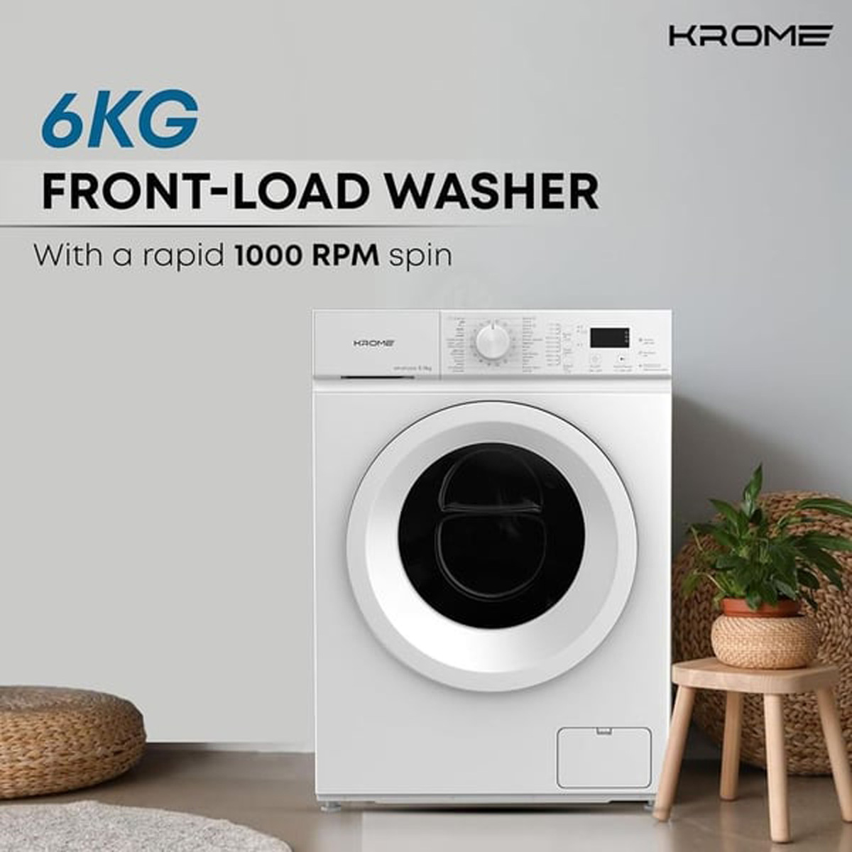 Krome Front Load Washing Machine KR-WFL60S 6KG