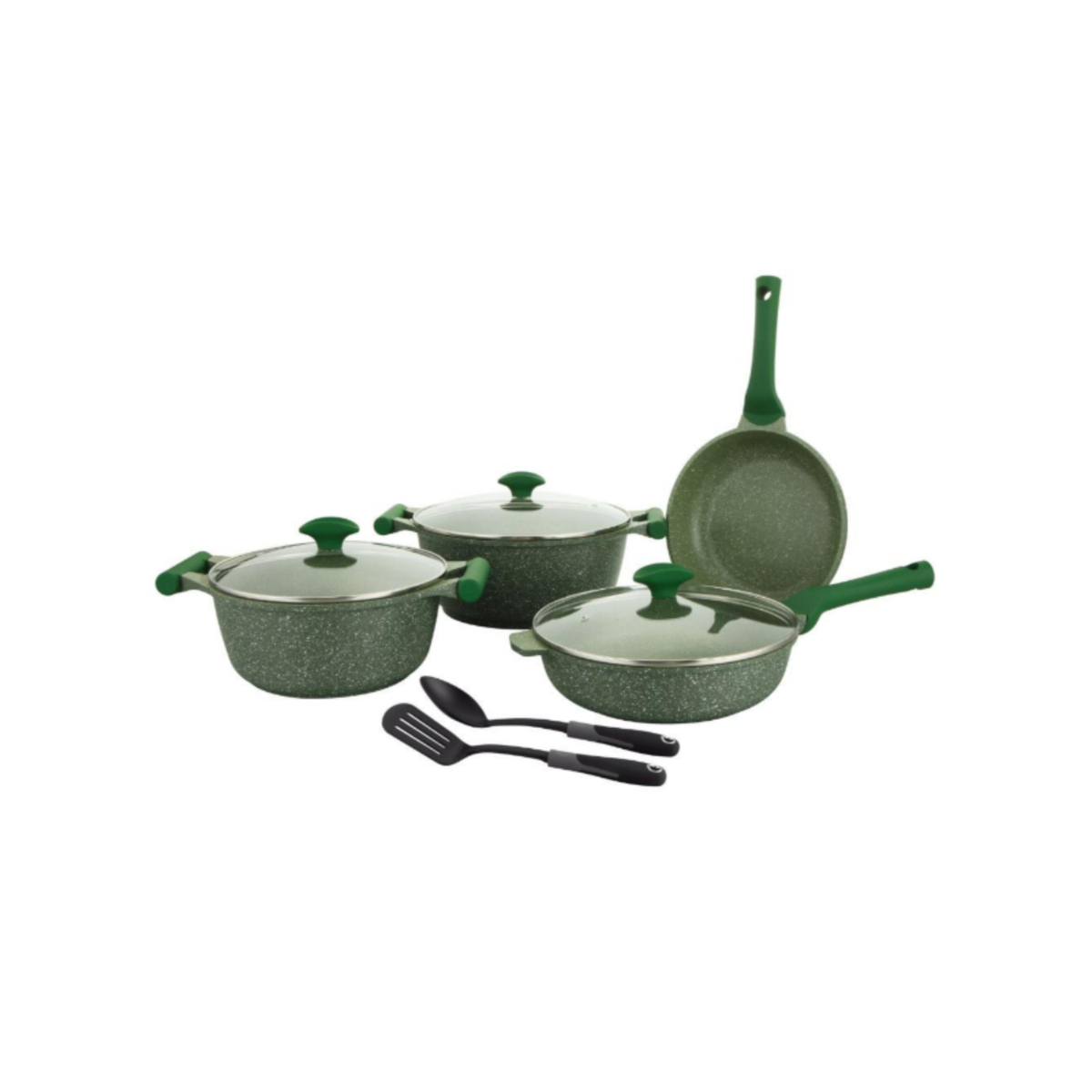 Prestige Aluminum Cookware Essentials with Granite Coating, 9 pcs, Green, 80990