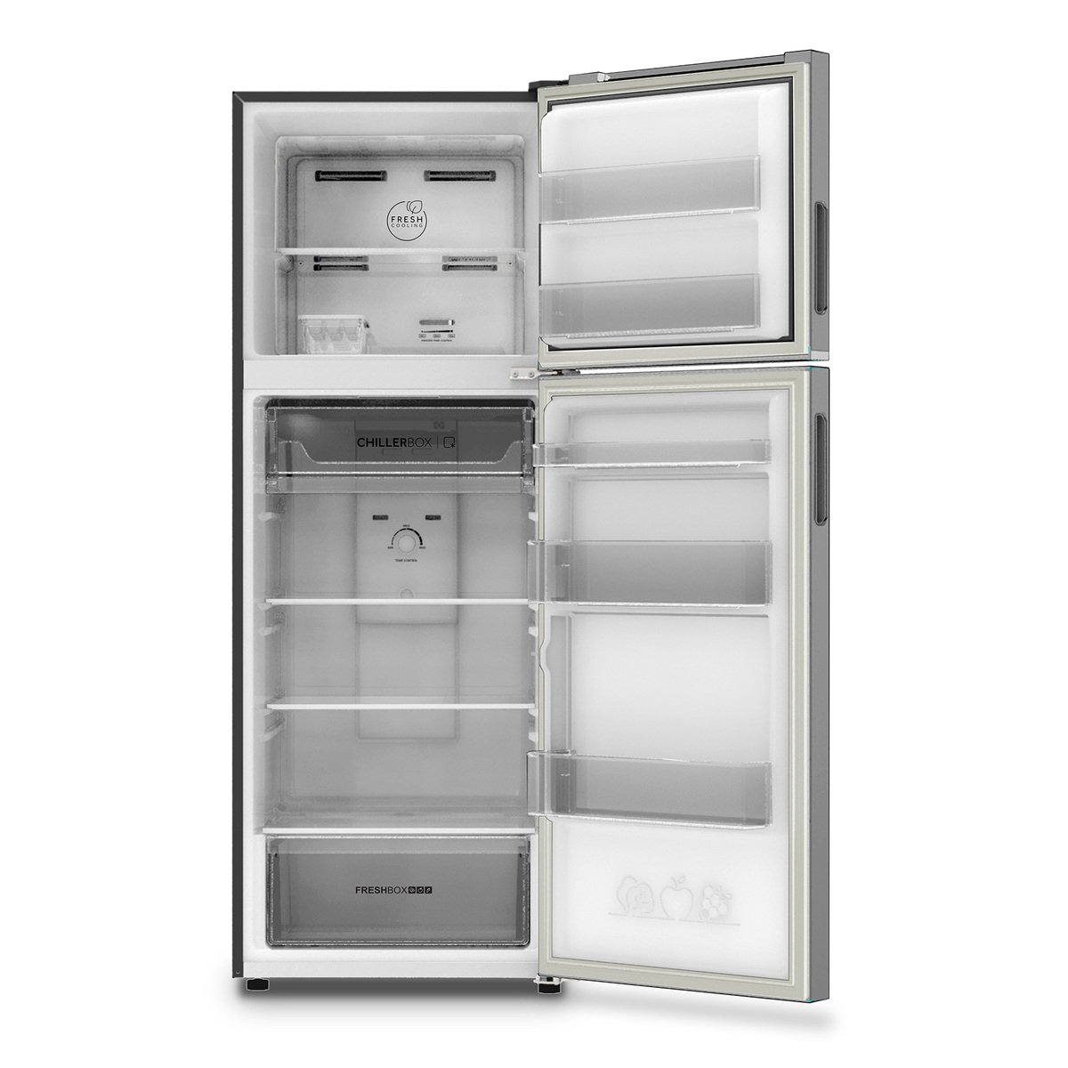 Haier Double Door Refrigerator, 357L Net Capacity, Silver, HRF-385NS