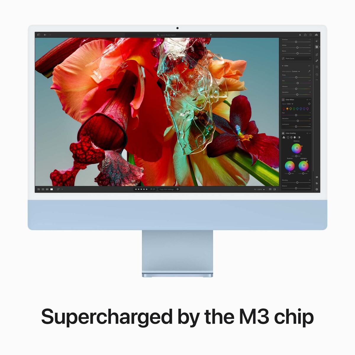 Apple iMac with Retina 4.5K Display, 24 inches, M3 Chip with 8‑core CPU and 10‑core GPU, 8 GB RAM, 256 GB SSD, Blue, MQRQ3ZS/A