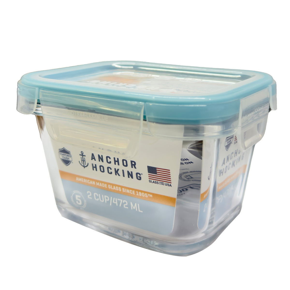 Anchor Hocking Rectangle Glass Container with TrueLock Locking Lid, 472 ml, 13966