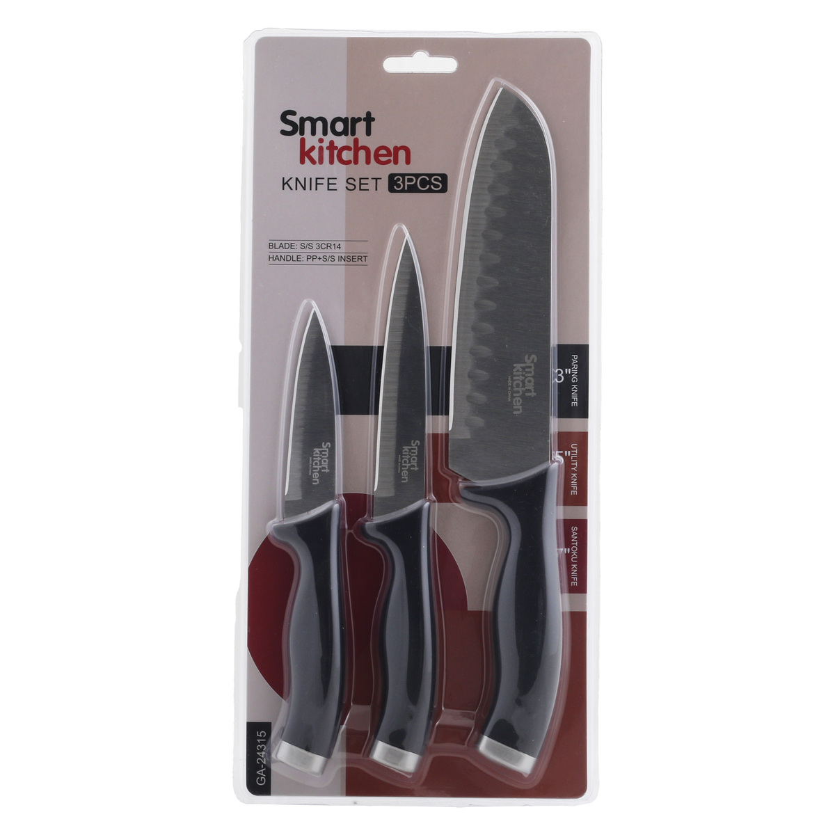 Smart Kitchen Knife Set 3pcs 7" + 5" + 3" GA24315