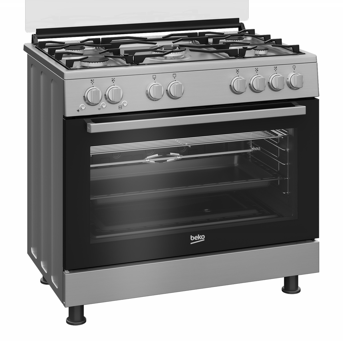 Beko 5 Burner Cooking Range, 90x60 cm, Stainless steel, GG15123GXNS