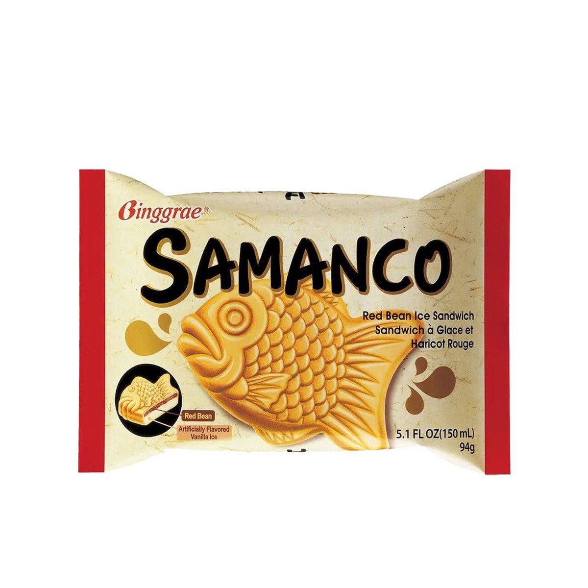 Binggrae Samanco Red Bean Ice Cream Sandwich 150 ml