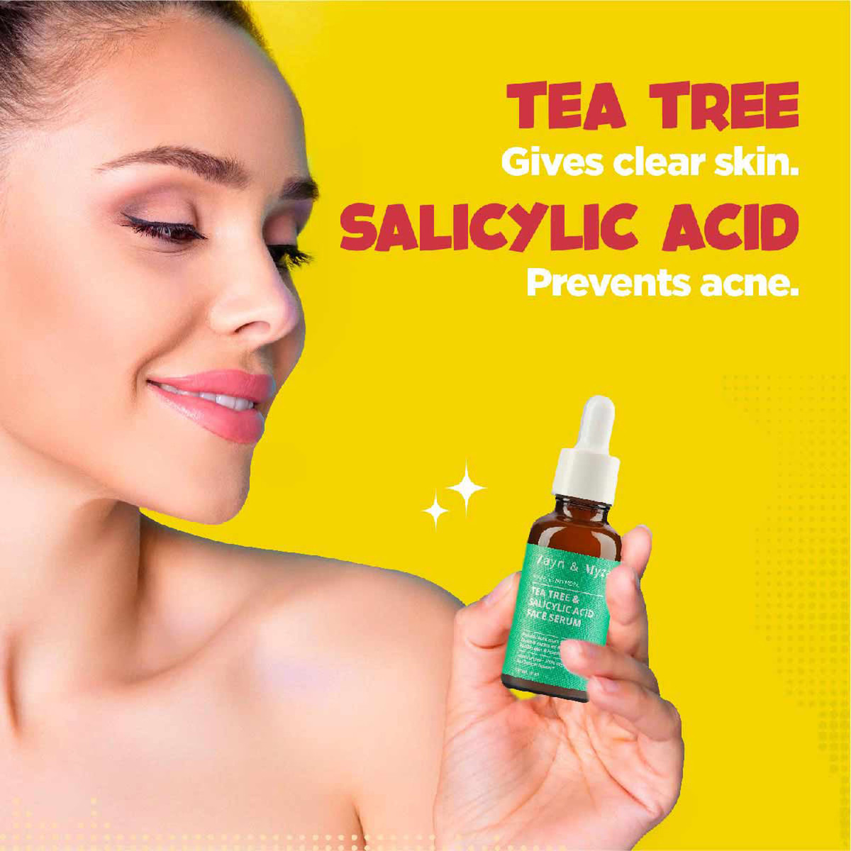 Zayn & Myza Tea Tree & Salicylic Acid Face Serum, Reduces Acne Scars Blemishes with Niacinamide, 30 ml