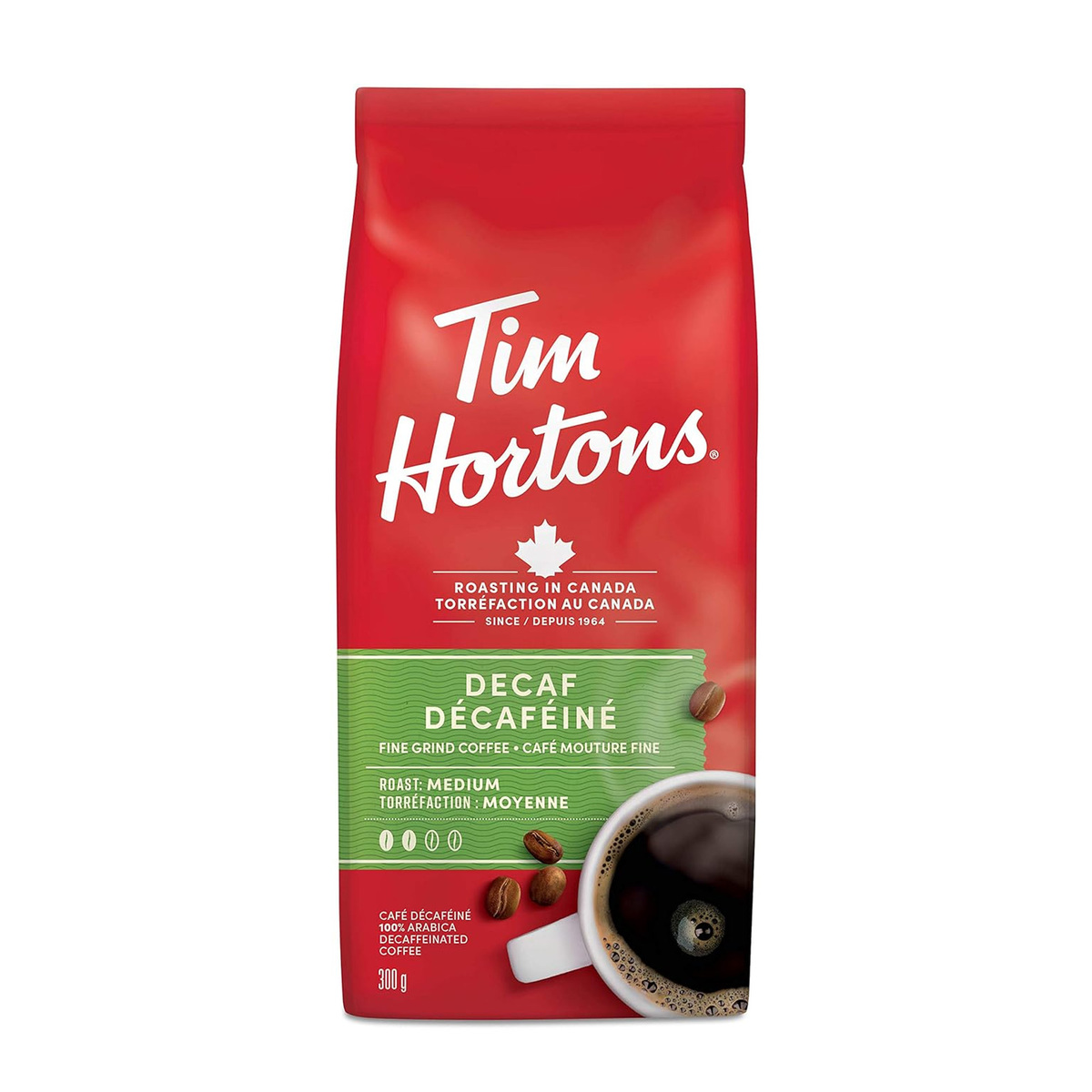 Tim Hortons Medium Roast Fine Ground Coffee Decaf 300 g