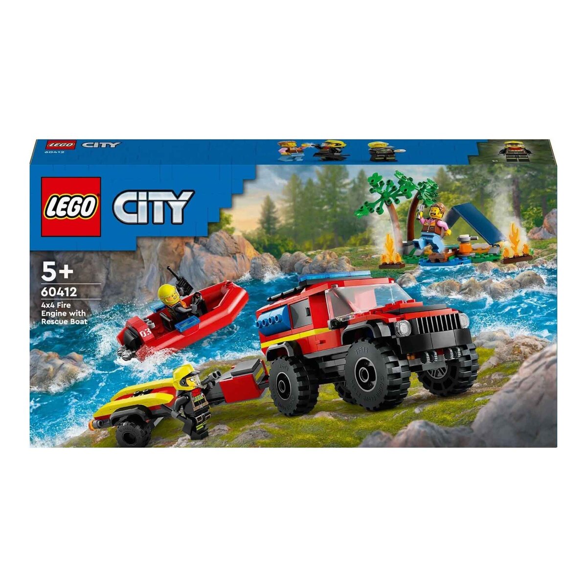 Lego 4 x 4 Fire Truck with Rescue Boat, 3 pcs, 60412