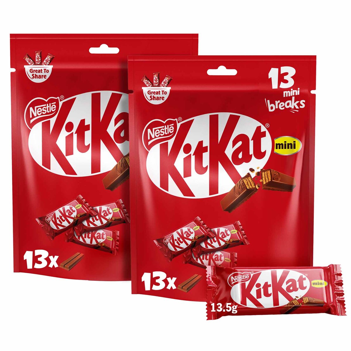 Nestle KitKat 2 Fingers Mini Bag Milk Chocolate Bag Value Pack 2 x 175.5 g