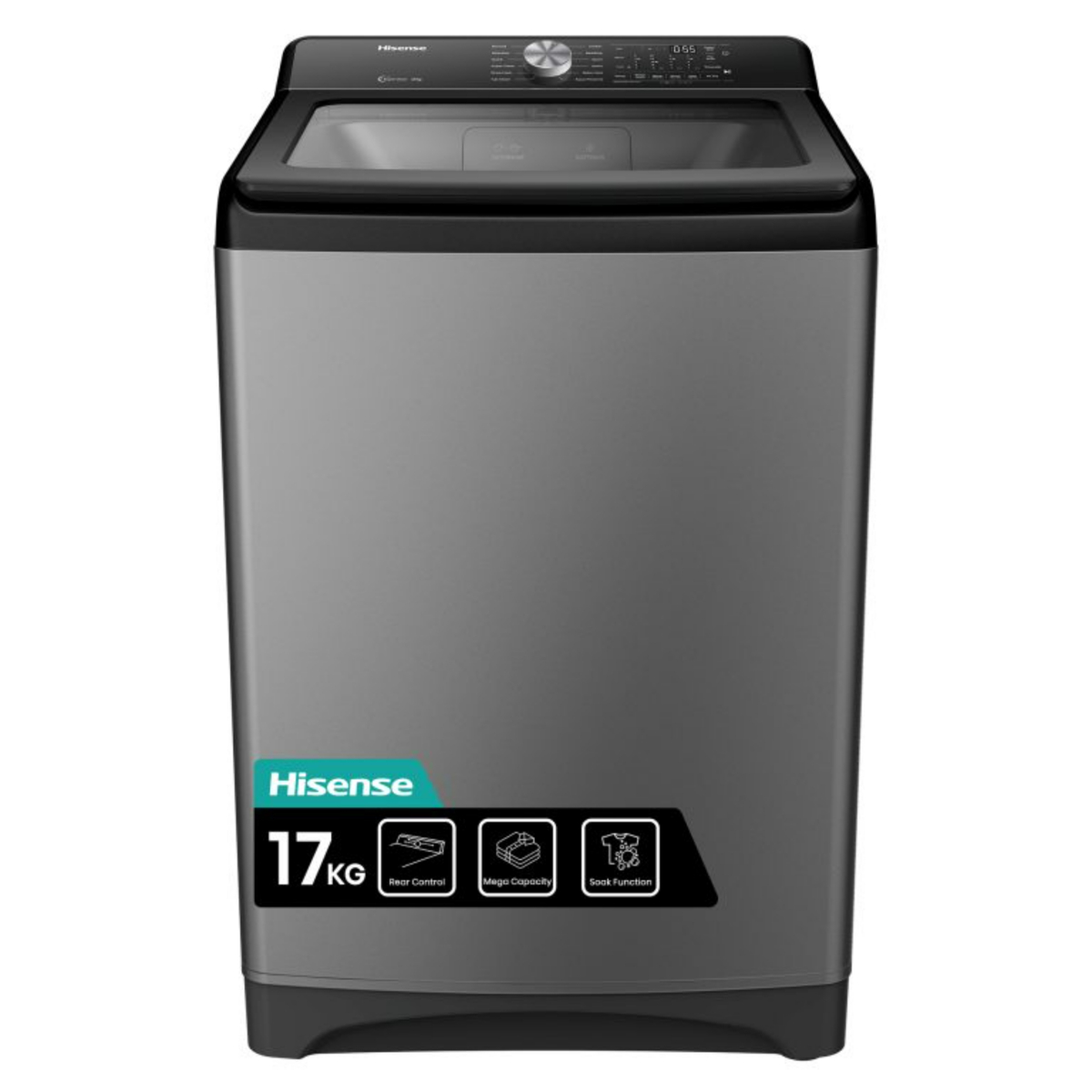 Hisense Top Load Fully Automaic Washing Machine, 17 kg, 700 RPM, Titanium Grey, WT3T1723UT