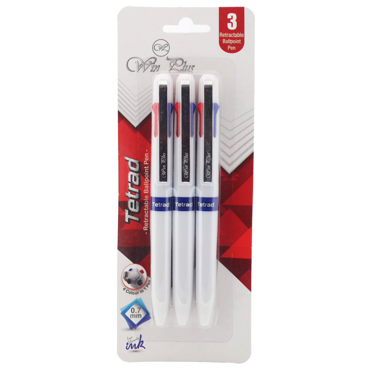 Win Plus Pen 4 Color Tetrad 0.7mm 3pcs