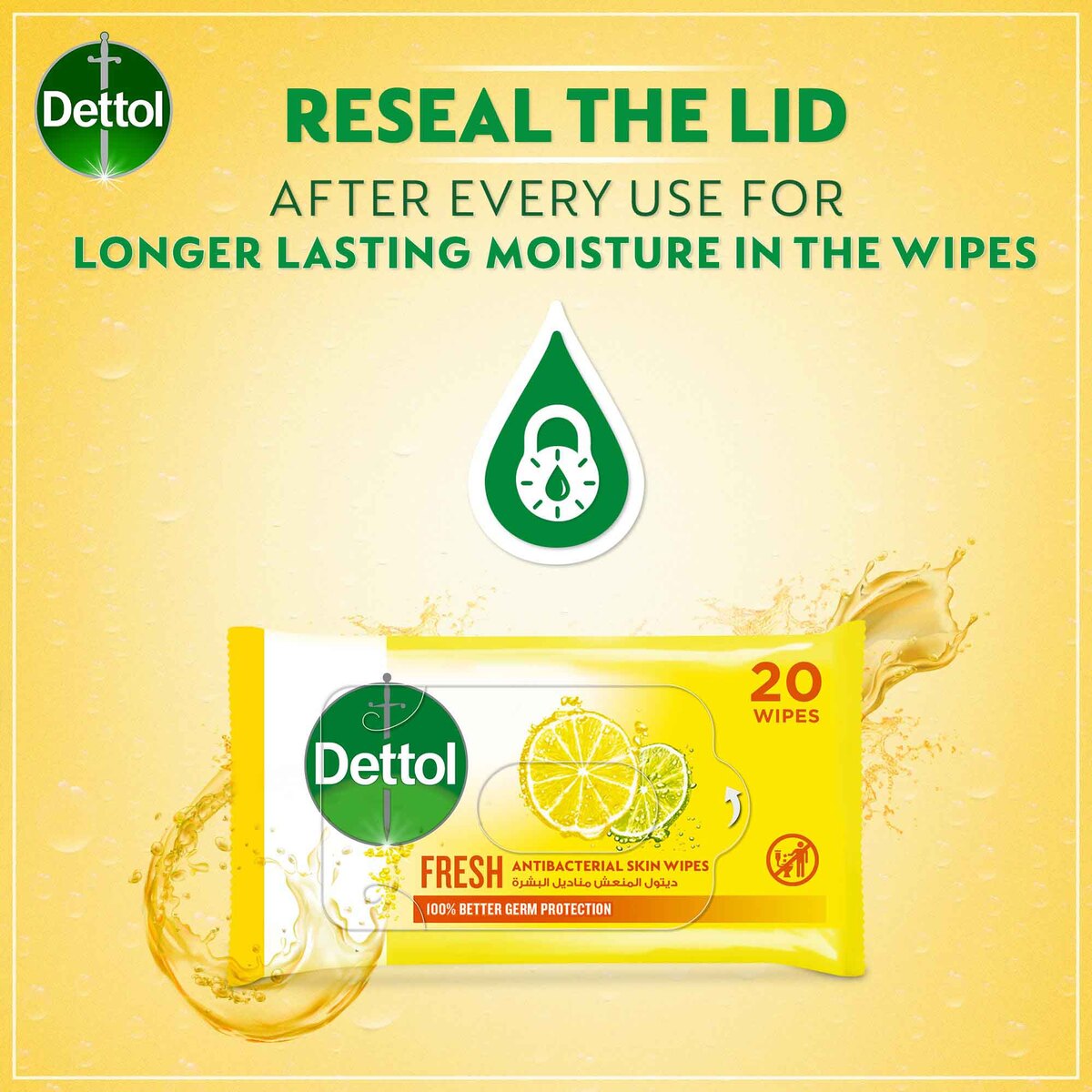 Dettol Fresh Antibacterial Wipes 20pcs