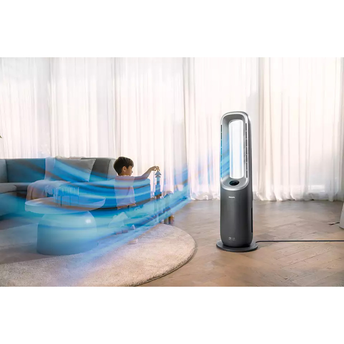 Philips Air Performer 8000 Series 3-in-1 Air Purifier, Fan and Heater, Grey/Silver, AMF870/35