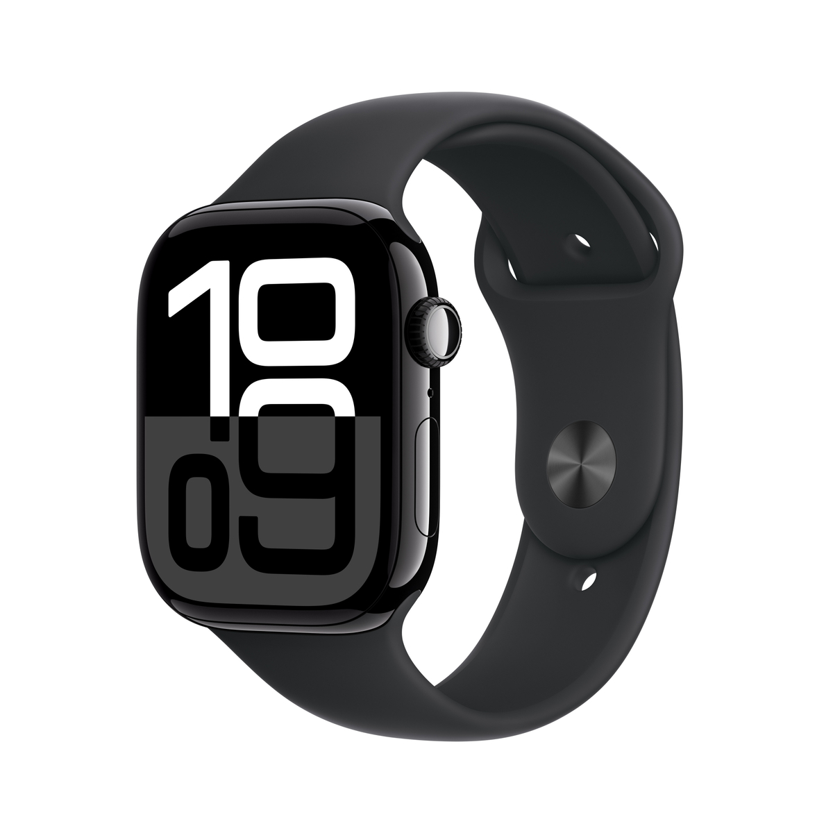 Apple Watch Series 10 GPS, 46 mm Jet Black Aluminium Case with Black Sport Band - S/M