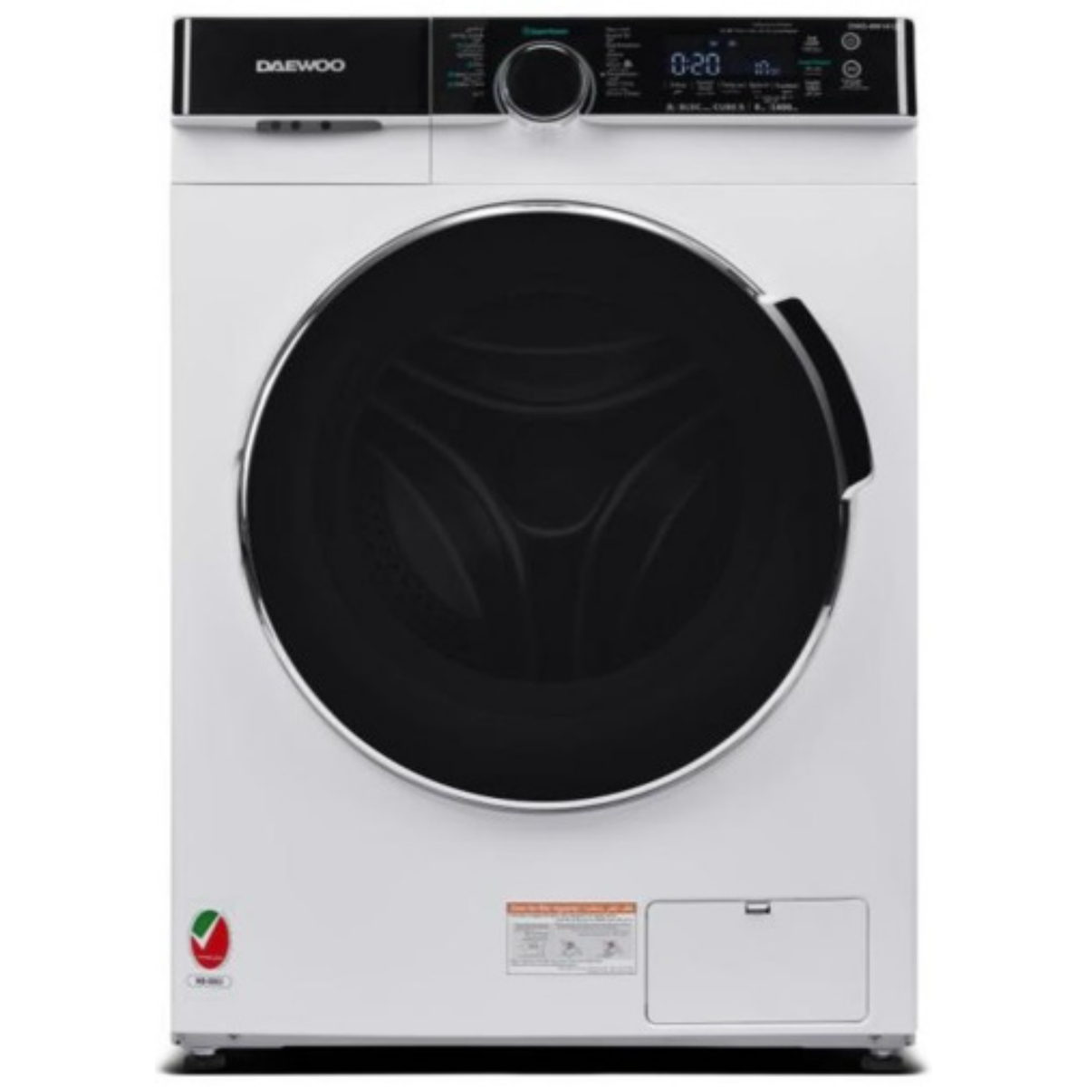 Daewoo Front Load Washing Machine, 9 kg, 1400 RPM, White, DWD-9W1412I