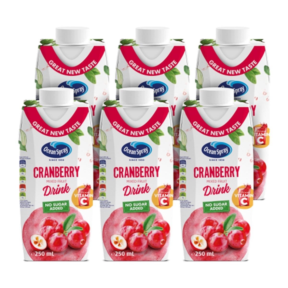 Ocean Spray Cranberry Mixed Fruit Drink No Added Sugar 6 x 250 ml