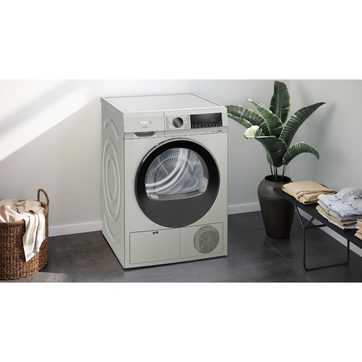 Siemens iQ300 Front Load Heat Pump Tumble Dryer, 9 kg, Silver Inox, WQ41G20XGC